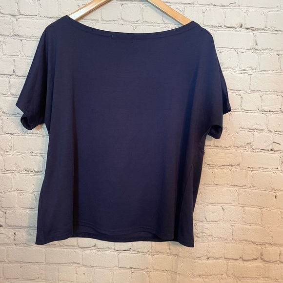 Navy Blue and White Anchor Beach Nautical Shirt Size: Large - Picture 4 of 8